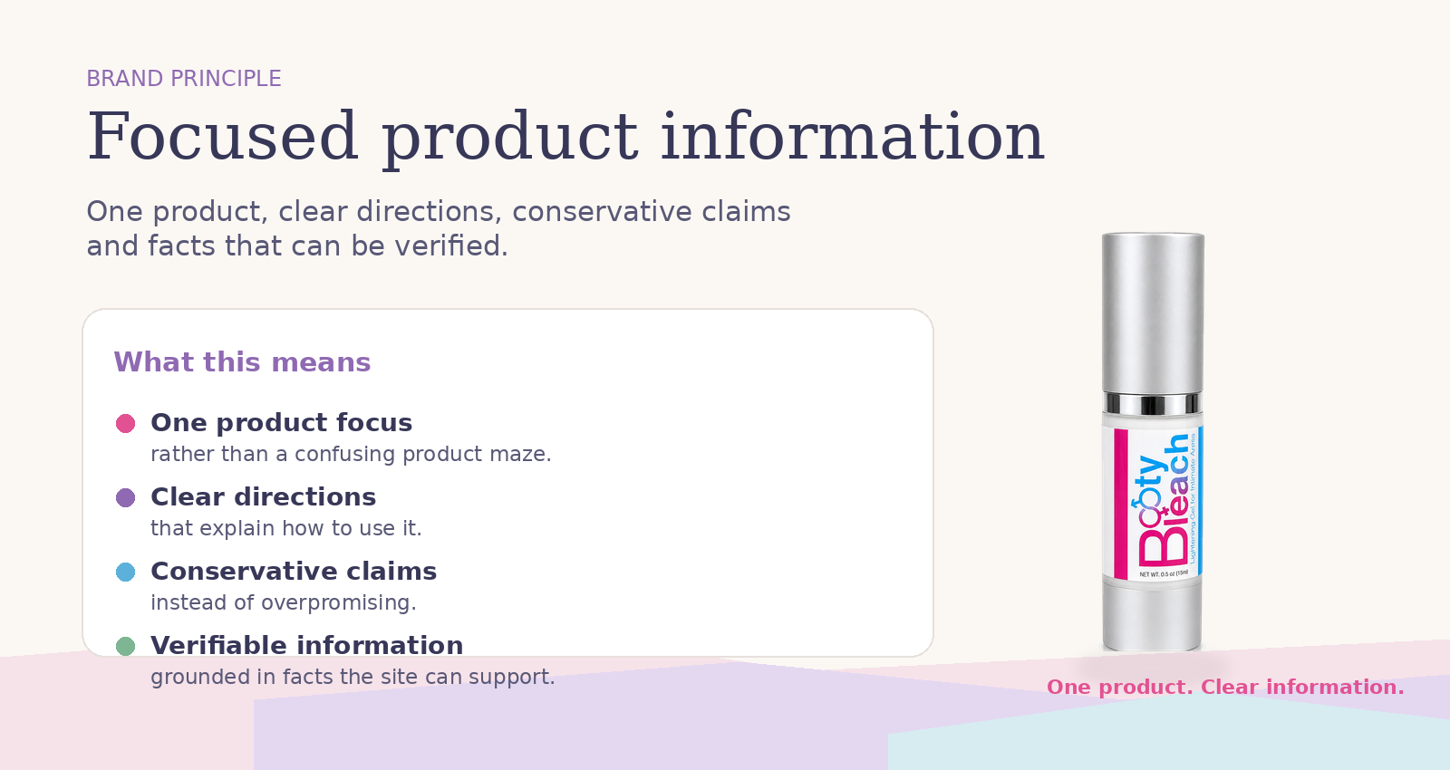 Booty Bleach focused product information graphic
