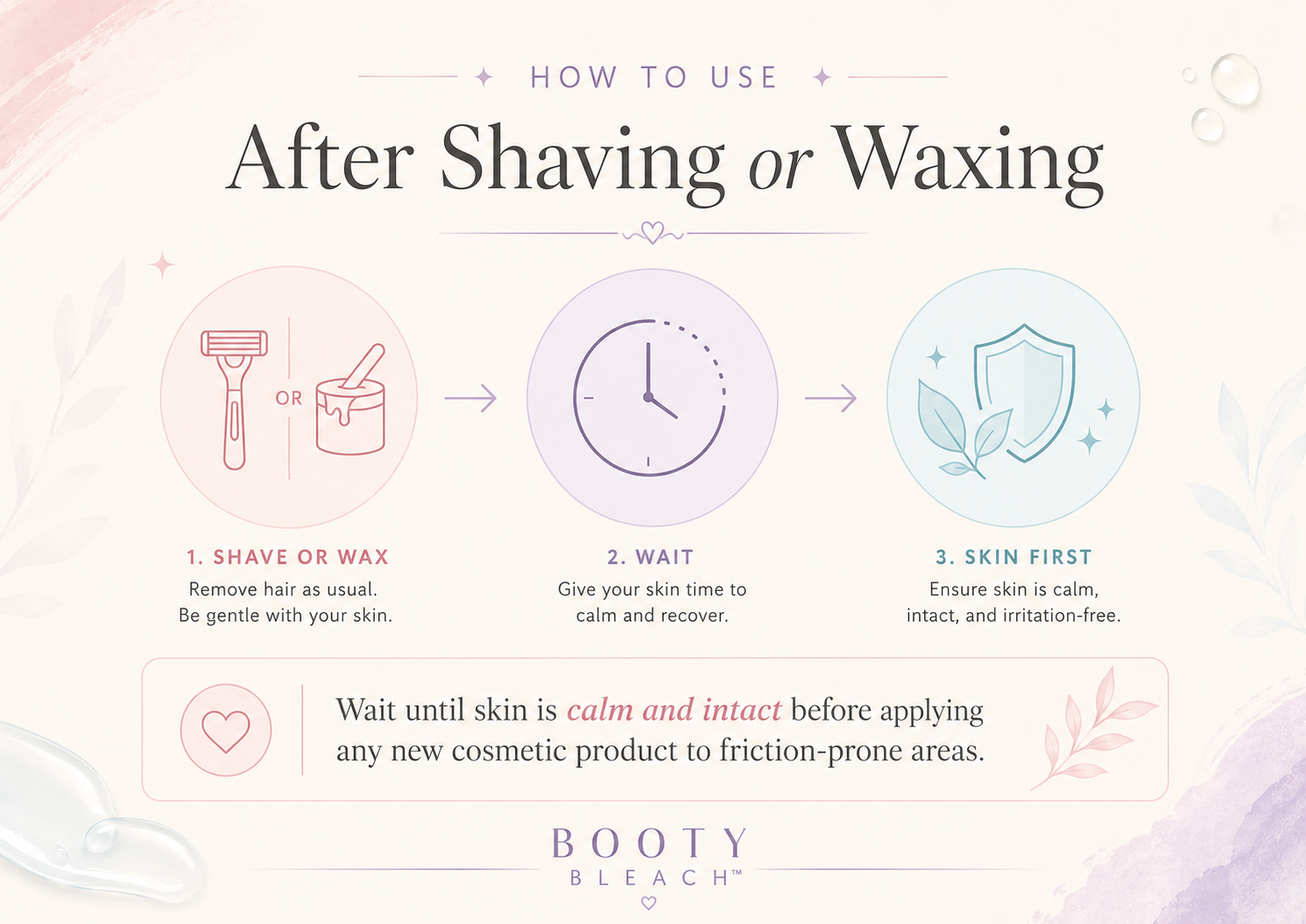 Booty Bleach after shaving or waxing guidance